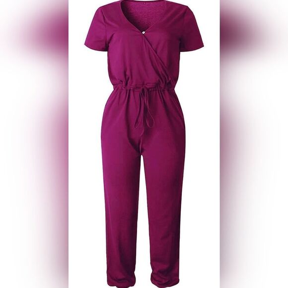 NWT PRETTYGARDEN Women's Summer Casual Deep V Neck Short Sleeve Wrap Drawstring - Picture 4 of 9